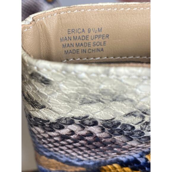 The Limited Erica Mid-Calf Brown Blue Snakeskin Block Heel Boots Size 9.5 - Picture 3 of 10